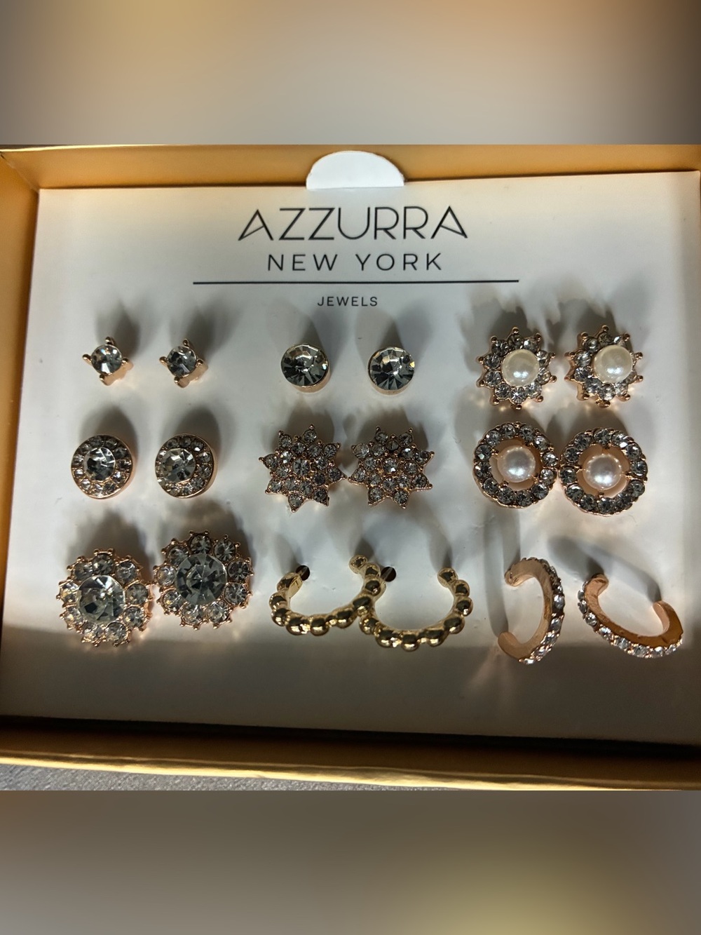 Rose Gold and Pearl Earring Set — Pink and Gold Tones